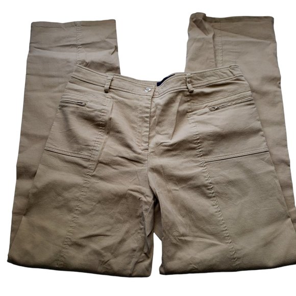 Tribu Cotten blend Stretch Straight Leg Flat Front Pants Size 10 - Picture 5 of 6